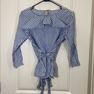 🔥🔥🔥H&M Blue White Vertical Striped Tunic